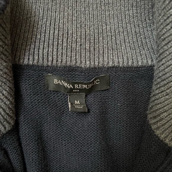 Men’s Banana Republic Quarter-Button Navy Pullover Sweater - Picture 2 of 8